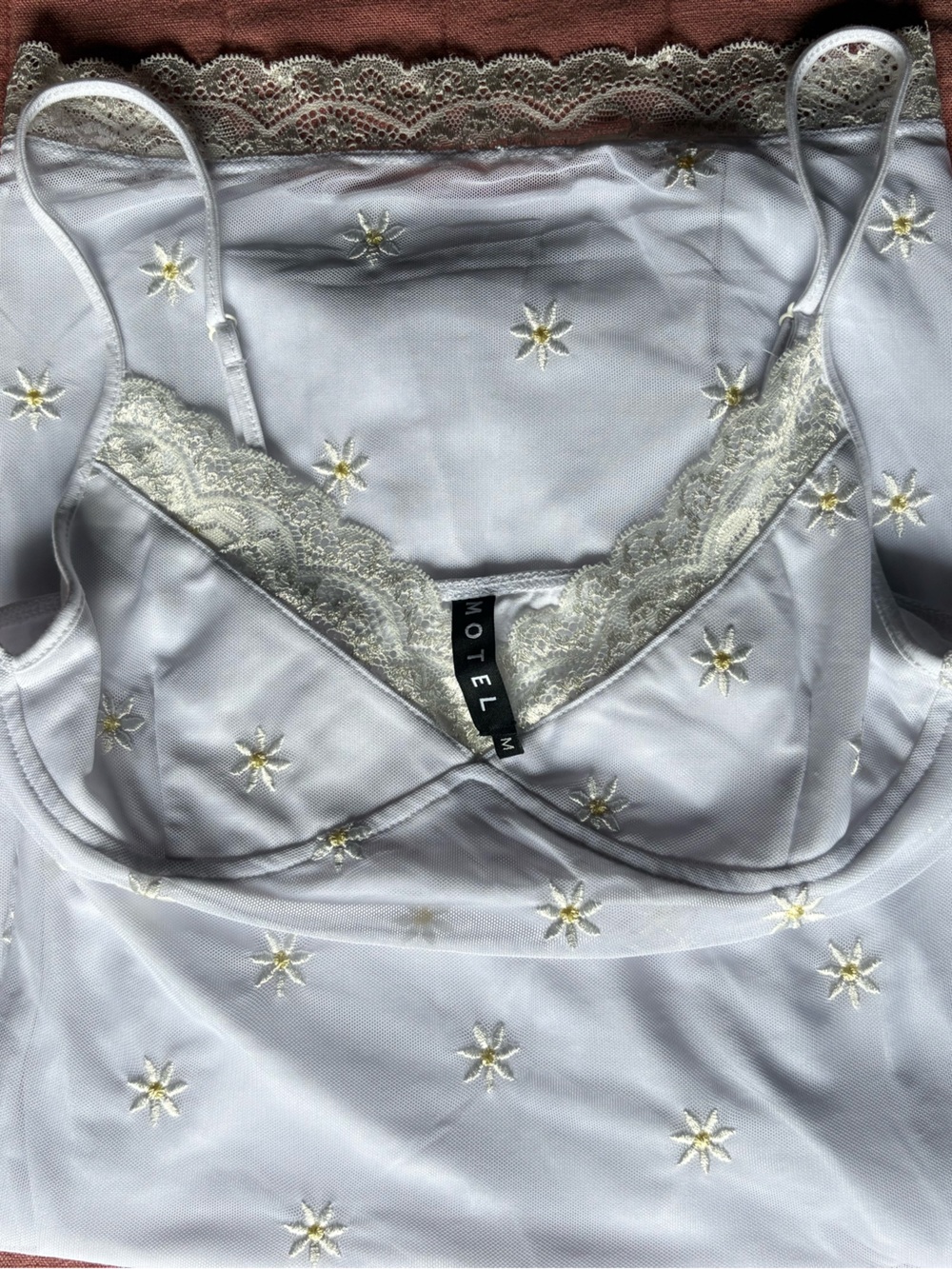 Motel Rocks White Daisy Lace Slip Mini Dress- White Graduation Dress- Size M - Picture 7 of 12